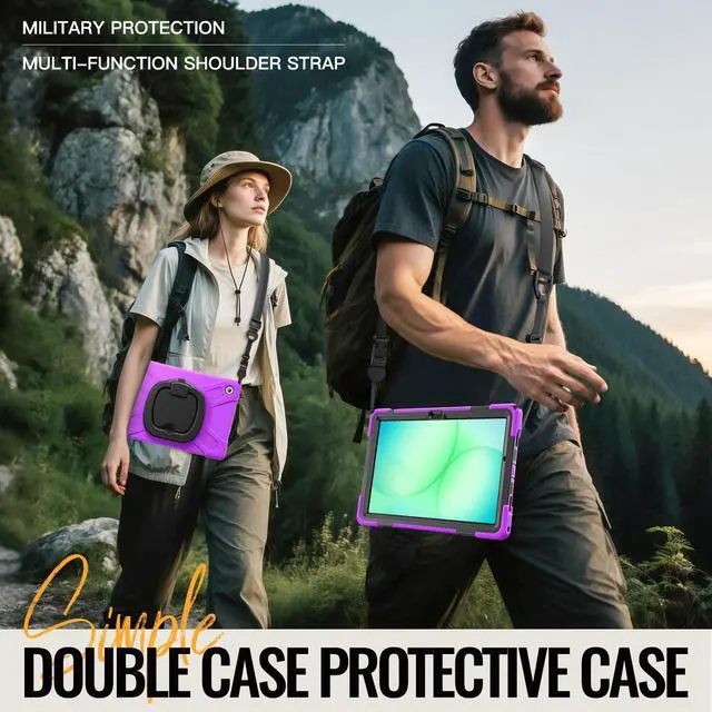 Alt view image 6 of 7 - WERLEO Protecive Case for Samsung Galaxy Tab A11 Plus / A11+ 11 Inch 2025 Shockporoof Cover with Pencil Holder Rotating Hand Strap & Stand Shoulder Strap Purple