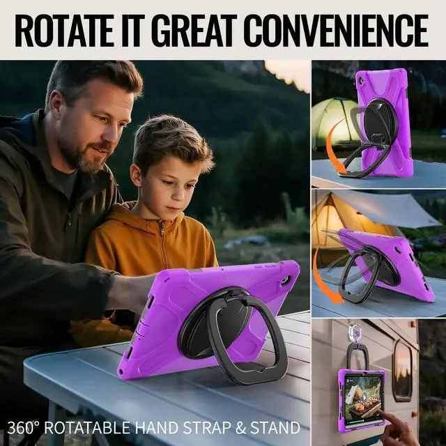 Alt view image 5 of 7 - WERLEO Protecive Case for Samsung Galaxy Tab A11 Plus / A11+ 11 Inch 2025 Shockporoof Cover with Pencil Holder Rotating Hand Strap & Stand Shoulder Strap Purple