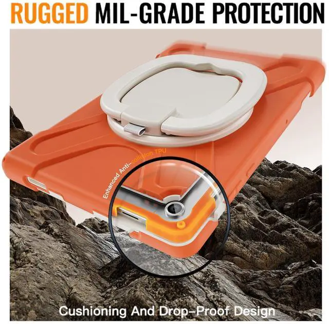 Alt view image 3 of 7 - WERLEO Protecive Case for Samsung Galaxy Tab A11 Plus / A11+ 11 Inch 2025 Shockporoof Cover with Pencil Holder Rotating Hand Strap & Stand Shoulder Strap Orange