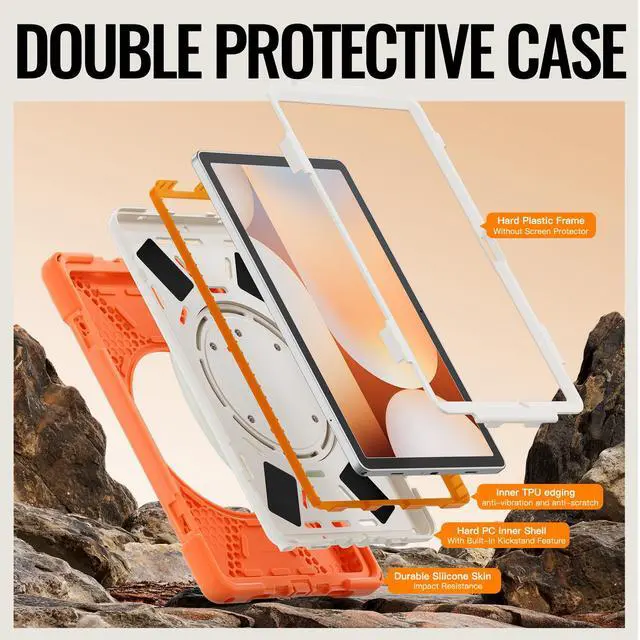 Alt view image 7 of 7 - WERLEO Protecive Case for Samsung Galaxy Tab A11 Plus / A11+ 11 Inch 2025 Shockporoof Cover with Pencil Holder Rotating Hand Strap & Stand Shoulder Strap Orange
