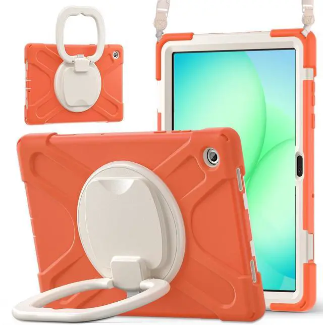 Main image of WERLEO Protecive Case for Samsung Galaxy Tab A11 Plus / A11+ 11 Inch 2025 Shockporoof Cover with Pencil Holder Rotating Hand Strap & Stand Shoulder Strap Orange