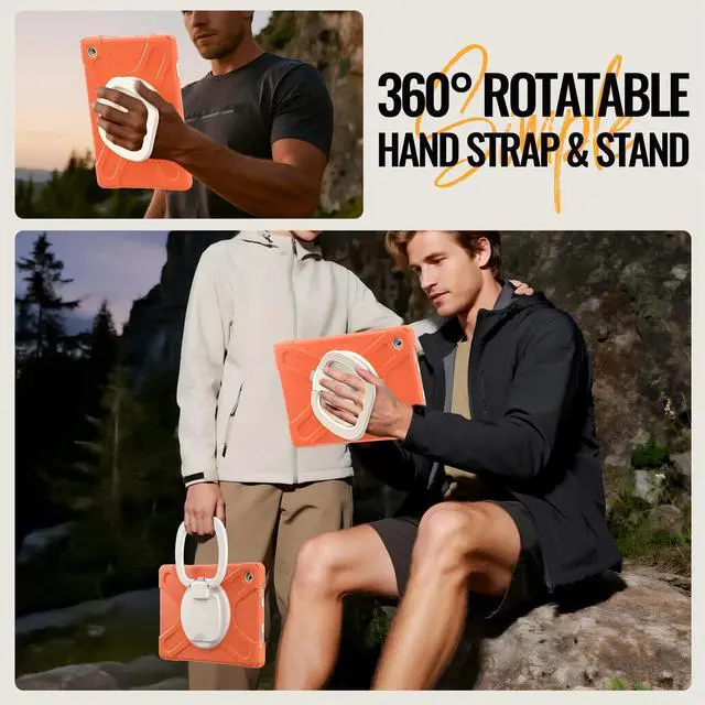 Alt view image 4 of 7 - WERLEO Protecive Case for Samsung Galaxy Tab A11 Plus / A11+ 11 Inch 2025 Shockporoof Cover with Pencil Holder Rotating Hand Strap & Stand Shoulder Strap Orange