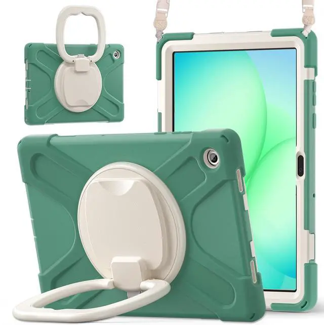 Main image of WERLEO Protecive Case for Samsung Galaxy Tab A11 Plus / A11+ 11 Inch 2025 Shockporoof Cover with Pencil Holder Rotating Hand Strap & Stand Shoulder Strap Dark Green