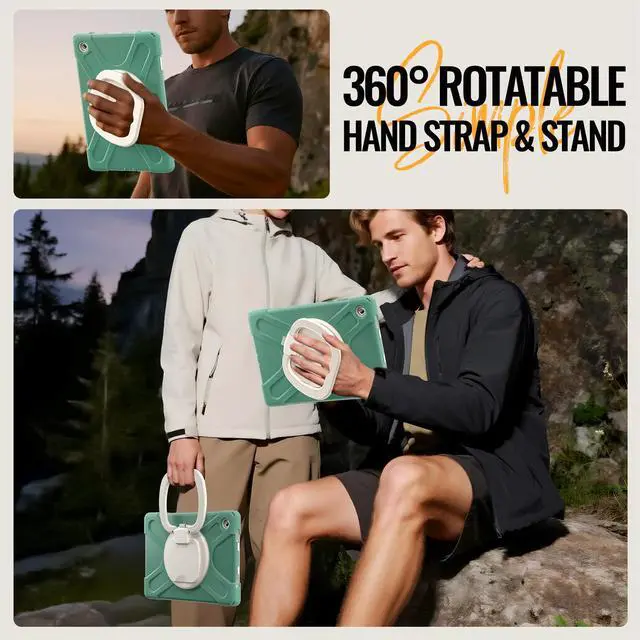 Alt view image 3 of 7 - WERLEO Protecive Case for Samsung Galaxy Tab A11 Plus / A11+ 11 Inch 2025 Shockporoof Cover with Pencil Holder Rotating Hand Strap & Stand Shoulder Strap Dark Green