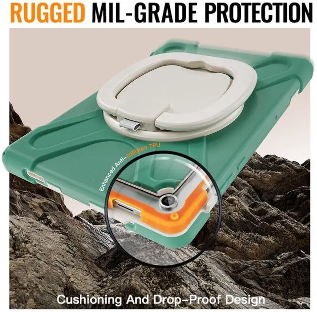 Alt view image 2 of 7 - WERLEO Protecive Case for Samsung Galaxy Tab A11 Plus / A11+ 11 Inch 2025 Shockporoof Cover with Pencil Holder Rotating Hand Strap & Stand Shoulder Strap Dark Green