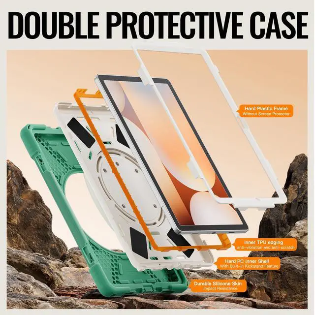 Alt view image 7 of 7 - WERLEO Protecive Case for Samsung Galaxy Tab A11 Plus / A11+ 11 Inch 2025 Shockporoof Cover with Pencil Holder Rotating Hand Strap & Stand Shoulder Strap Dark Green