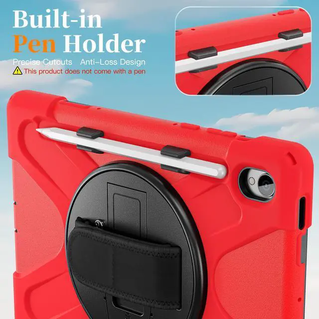 Alt view image 6 of 7 - WERLEO Protecive Case for Samsung Galaxy Tab S11 11 inch 2025 SM-X730 X736B Shockporoof Cover with Pencil Holder Rotating Hand Strap & Stand Shoulder Strap & Universal Stylus Pen Red
