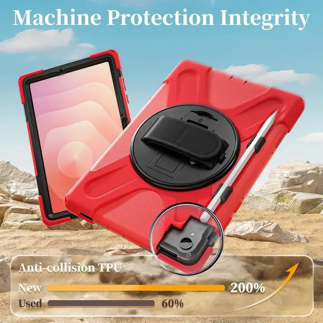 Alt view image 2 of 7 - WERLEO Protecive Case for Samsung Galaxy Tab S11 11 inch 2025 SM-X730 X736B Shockporoof Cover with Pencil Holder Rotating Hand Strap & Stand Shoulder Strap & Universal Stylus Pen Red