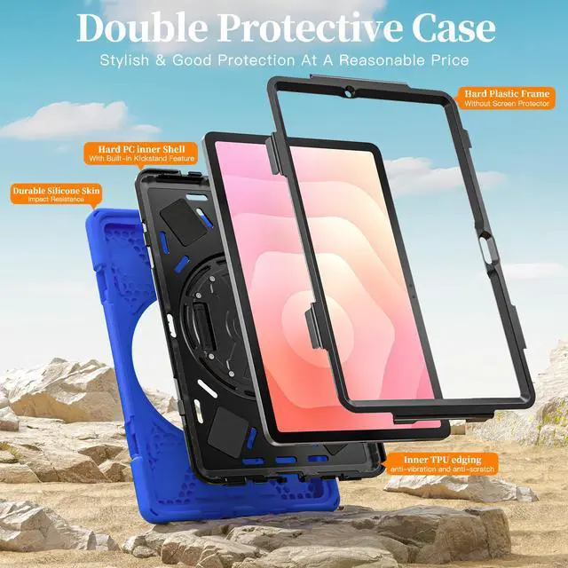 Alt view image 3 of 7 - WERLEO Protecive Case for Samsung Galaxy Tab S11 11 inch 2025 SM-X730 X736B Shockporoof Cover with Pencil Holder Rotating Hand Strap & Stand Shoulder Strap & Universal Stylus Pen Blue