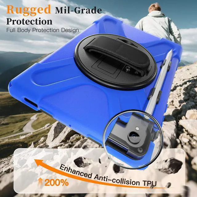 Alt view image 2 of 7 - WERLEO Protecive Case for Samsung Galaxy Tab S11 11 inch 2025 SM-X730 X736B Shockporoof Cover with Pencil Holder Rotating Hand Strap & Stand Shoulder Strap & Universal Stylus Pen Blue