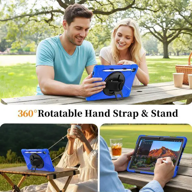 Alt view image 5 of 7 - WERLEO Protecive Case for Samsung Galaxy Tab S11 11 inch 2025 SM-X730 X736B Shockporoof Cover with Pencil Holder Rotating Hand Strap & Stand Shoulder Strap & Universal Stylus Pen Blue