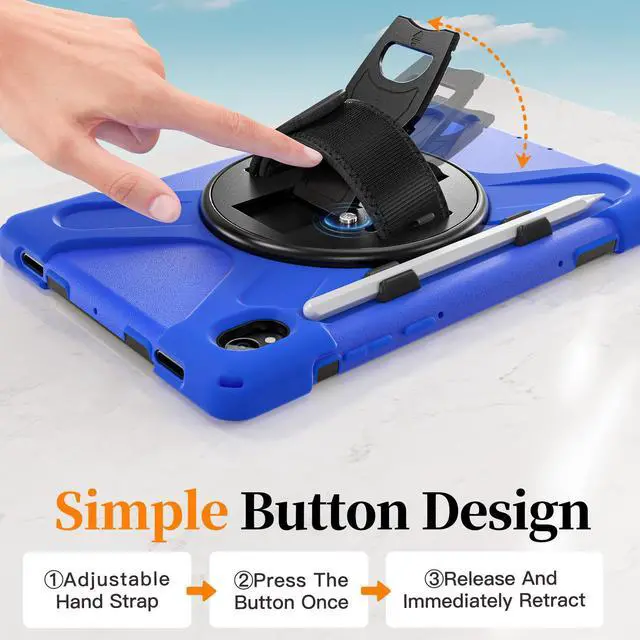 Alt view image 6 of 7 - WERLEO Protecive Case for Samsung Galaxy Tab S11 11 inch 2025 SM-X730 X736B Shockporoof Cover with Pencil Holder Rotating Hand Strap & Stand Shoulder Strap & Universal Stylus Pen Blue