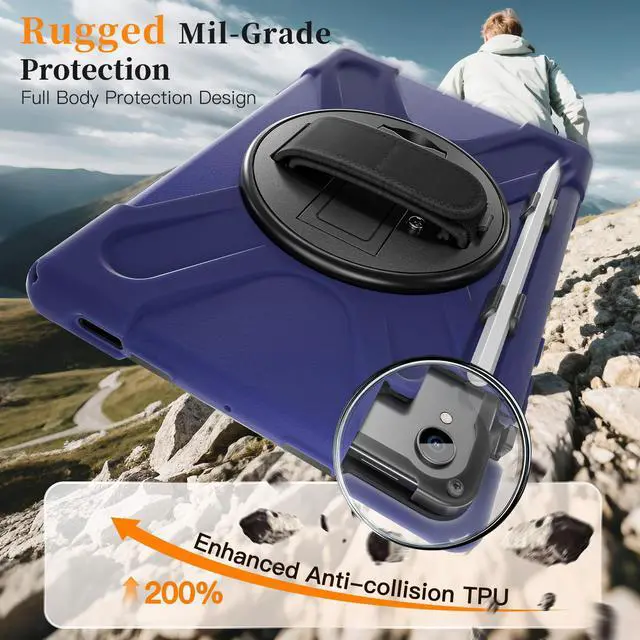 Alt view image 2 of 7 - WERLEO Protecive Case for Samsung Galaxy Tab S11 11 inch 2025 SM-X730 X736B Shockporoof Cover with Pencil Holder Rotating Hand Strap & Stand Shoulder Strap & Universal Stylus Pen Navy Blue