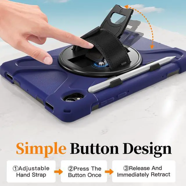 Alt view image 6 of 7 - WERLEO Protecive Case for Samsung Galaxy Tab S11 11 inch 2025 SM-X730 X736B Shockporoof Cover with Pencil Holder Rotating Hand Strap & Stand Shoulder Strap & Universal Stylus Pen Navy Blue