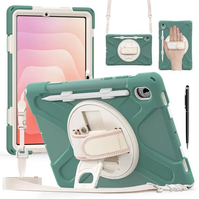 Main image of WERLEO Protecive Case for Samsung Galaxy Tab S11 11 inch 2025 SM-X730 X736B Shockporoof Cover with Pencil Holder Rotating Hand Strap & Stand Shoulder Strap & Universal Stylus Pen Dark Green