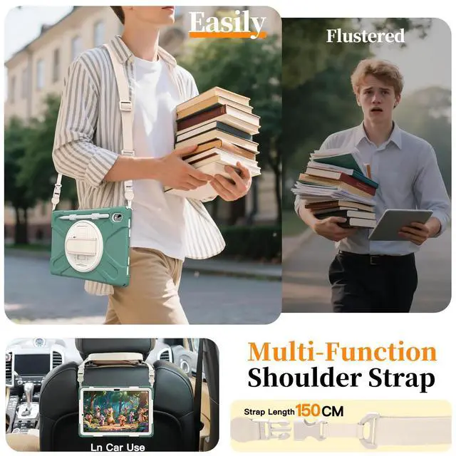 Alt view image 7 of 7 - WERLEO Protecive Case for Samsung Galaxy Tab S11 11 inch 2025 SM-X730 X736B Shockporoof Cover with Pencil Holder Rotating Hand Strap & Stand Shoulder Strap & Universal Stylus Pen Dark Green