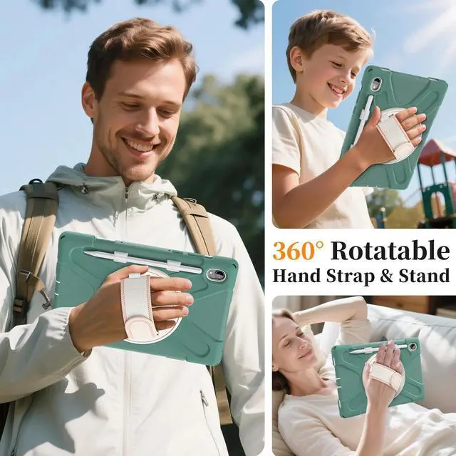 Alt view image 3 of 7 - WERLEO Protecive Case for Samsung Galaxy Tab S11 11 inch 2025 SM-X730 X736B Shockporoof Cover with Pencil Holder Rotating Hand Strap & Stand Shoulder Strap & Universal Stylus Pen Dark Green