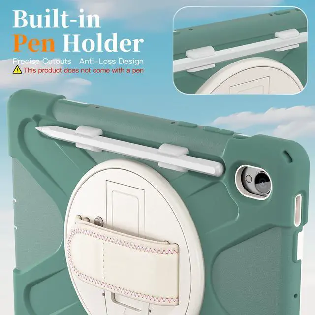 Alt view image 5 of 7 - WERLEO Protecive Case for Samsung Galaxy Tab S11 11 inch 2025 SM-X730 X736B Shockporoof Cover with Pencil Holder Rotating Hand Strap & Stand Shoulder Strap & Universal Stylus Pen Dark Green