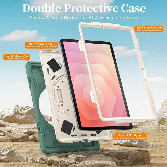 Alt view image 6 of 7 - WERLEO Protecive Case for Samsung Galaxy Tab S11 11 inch 2025 SM-X730 X736B Shockporoof Cover with Pencil Holder Rotating Hand Strap & Stand Shoulder Strap & Universal Stylus Pen Dark Green