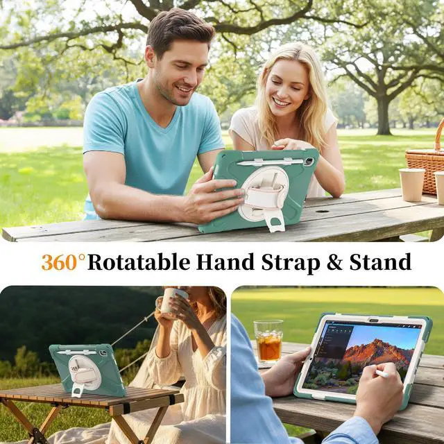 Alt view image 4 of 7 - WERLEO Protecive Case for Samsung Galaxy Tab S11 11 inch 2025 SM-X730 X736B Shockporoof Cover with Pencil Holder Rotating Hand Strap & Stand Shoulder Strap & Universal Stylus Pen Dark Green