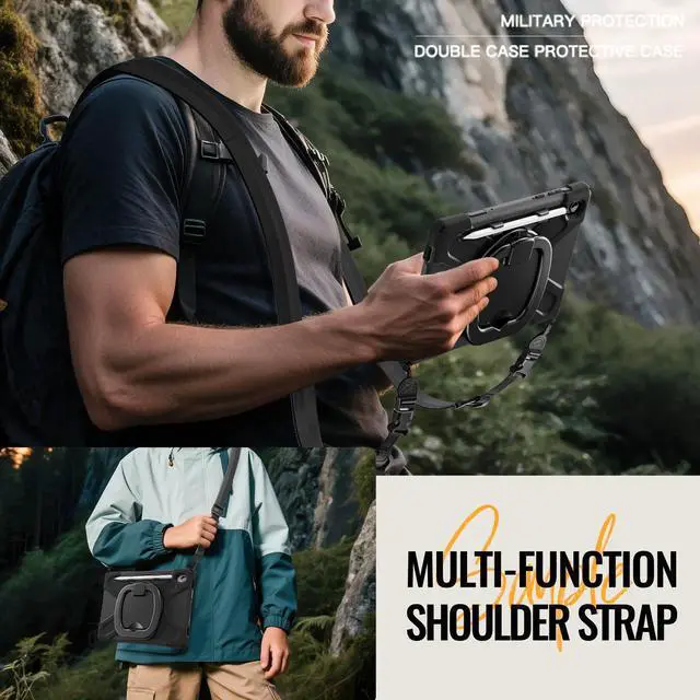 Alt view image 6 of 7 - WERLEO Case for Samsung Galaxy Tab S11 11 inch 2025 SM-X730/X736B/X736E/X736U Shockporoof Cover with Built-in Screen Protector, Pencil Holder, Rotating Hand Strap, Stand, Shoulder Strap