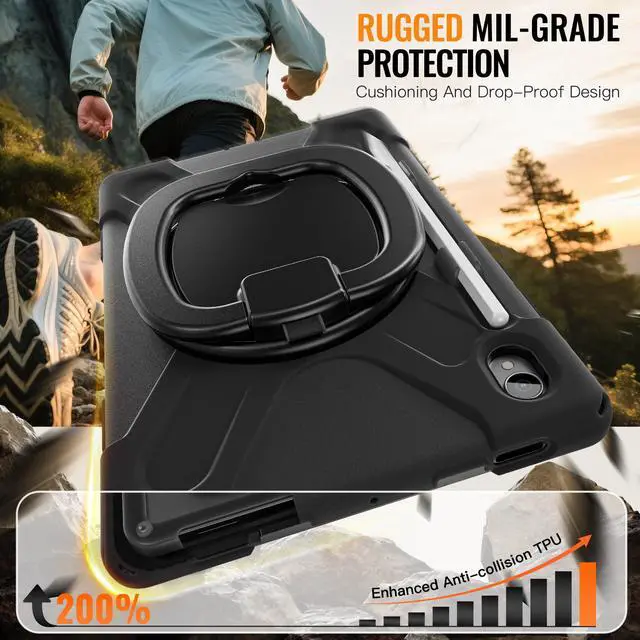 Alt view image 2 of 7 - WERLEO Case for Samsung Galaxy Tab S11 11 inch 2025 SM-X730/X736B/X736E/X736U Shockporoof Cover with Built-in Screen Protector, Pencil Holder, Rotating Hand Strap, Stand, Shoulder Strap