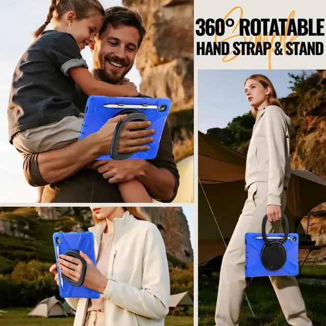 Alt view image 3 of 7 - WERLEO Case for Samsung Galaxy Tab S11 11 inch 2025 SM-X730/X736B/X736E/X736U Shockporoof Cover with Built-in Screen Protector, Pencil Holder, Rotating Hand Strap, Stand, Shoulder Strap Blue