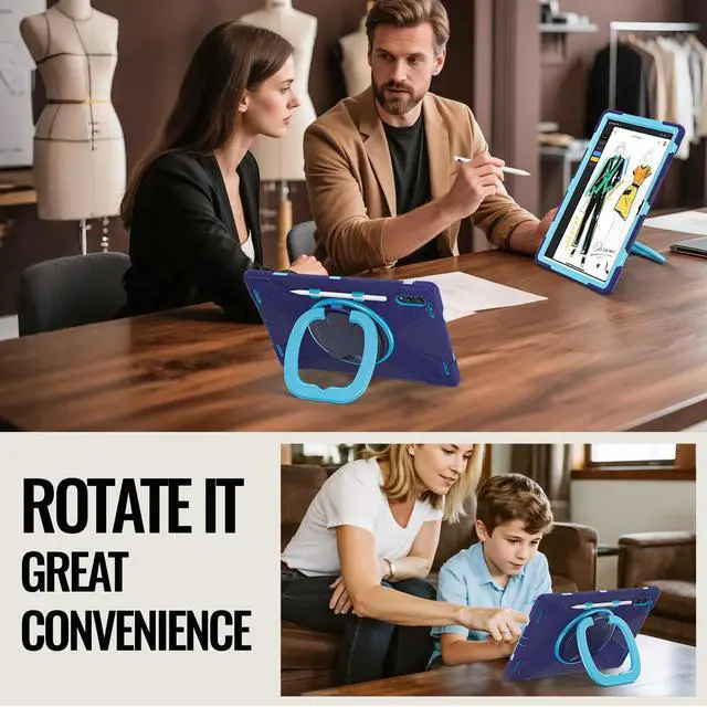 Alt view image 4 of 7 - WERLEO Case for Samsung Galaxy Tab S11 Ultra 14.6 inch 2025 SM-X930/X936B/X936E/X936U Shockporoof Cover with Built-in Screen Protector, Pencil Holder, Rotating Hand Strap, Stand, Shoulder Strap