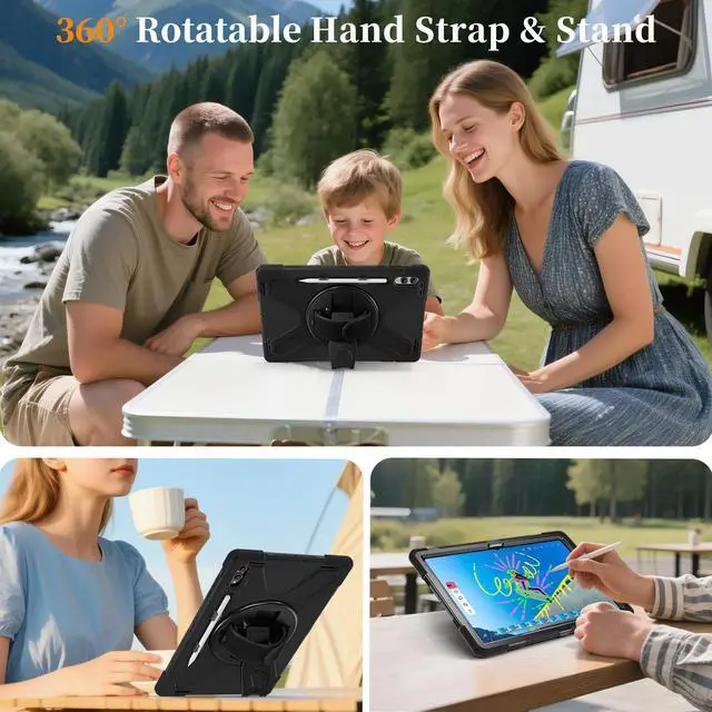 Alt view image 4 of 7 - WERLEO Protecive Case for Samsung Galaxy Tab S11 Ultra 14.6 inch 2025 SM-X930/X936B/X936E/X936U Shockporoof Cover with Pencil Holder Rotating Hand Strap & Stand Shoulder Strap & Universal Stylus Pen