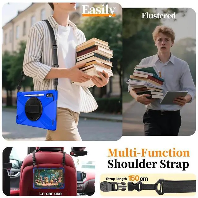 Alt view image 6 of 7 - WERLEO Protecive Case for Samsung Galaxy Tab S11 Ultra 14.6 inch 2025 SM-X930/X936B/X936E/X936U Shockporoof Cover with Pencil Holder Rotating Hand Strap & Stand Shoulder Strap & Universal Stylus Pen