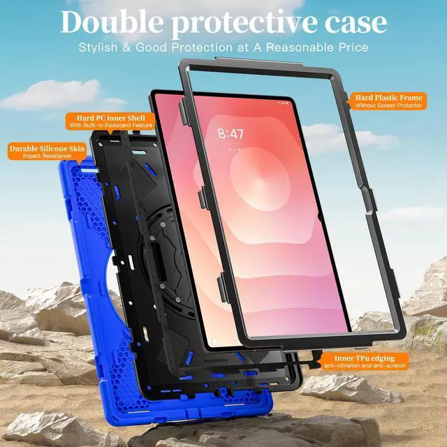 Alt view image 7 of 7 - WERLEO Protecive Case for Samsung Galaxy Tab S11 Ultra 14.6 inch 2025 SM-X930/X936B/X936E/X936U Shockporoof Cover with Pencil Holder Rotating Hand Strap & Stand Shoulder Strap & Universal Stylus Pen
