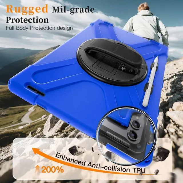 Alt view image 2 of 7 - WERLEO Protecive Case for Samsung Galaxy Tab S11 Ultra 14.6 inch 2025 SM-X930/X936B/X936E/X936U Shockporoof Cover with Pencil Holder Rotating Hand Strap & Stand Shoulder Strap & Universal Stylus Pen