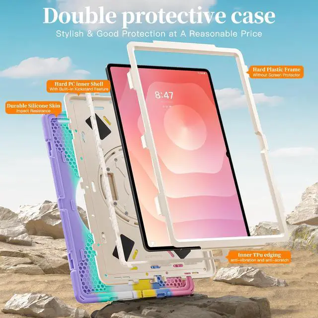 Alt view image 7 of 7 - WERLEO Protecive Case for Samsung Galaxy Tab S11 Ultra 14.6 inch 2025 SM-X930/X936B/X936E/X936U Shockporoof Cover with Pencil Holder Rotating Hand Strap & Stand Shoulder Strap & Universal Stylus Pen