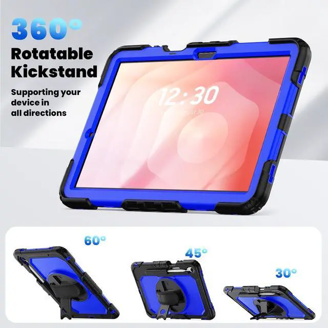 Alt view image 3 of 7 - WERLEO Case for Samsung Galaxy Tab S11 11 inch 2025 SM-X730/X736B/X736E/X736U Protective Cover with Screen Protector, Pencil Holder, 360 Rotating Stand, Hand Strap, Shoulder Strap Blue