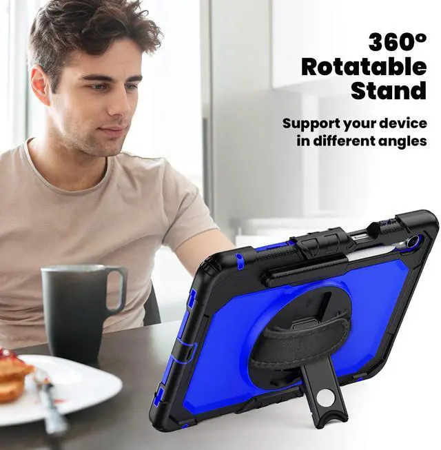 Alt view image 7 of 7 - WERLEO Case for Samsung Galaxy Tab S11 11 inch 2025 SM-X730/X736B/X736E/X736U Protective Cover with Screen Protector, Pencil Holder, 360 Rotating Stand, Hand Strap, Shoulder Strap Blue