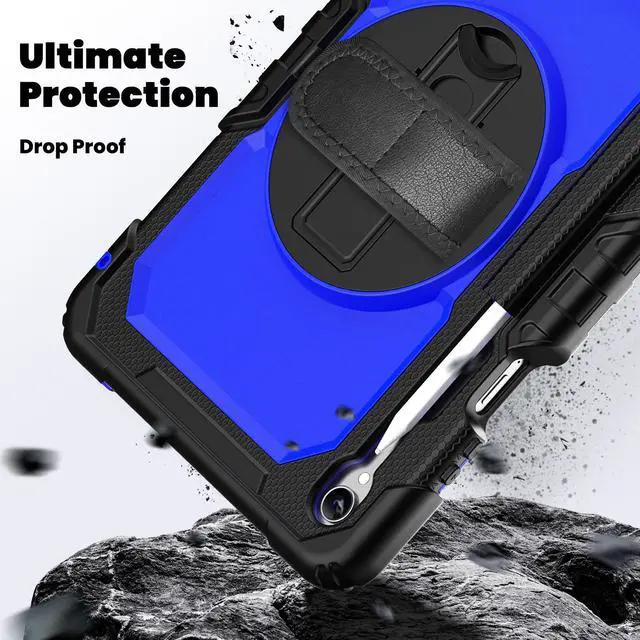 Alt view image 2 of 7 - WERLEO Case for Samsung Galaxy Tab S11 11 inch 2025 SM-X730/X736B/X736E/X736U Protective Cover with Screen Protector, Pencil Holder, 360 Rotating Stand, Hand Strap, Shoulder Strap Blue