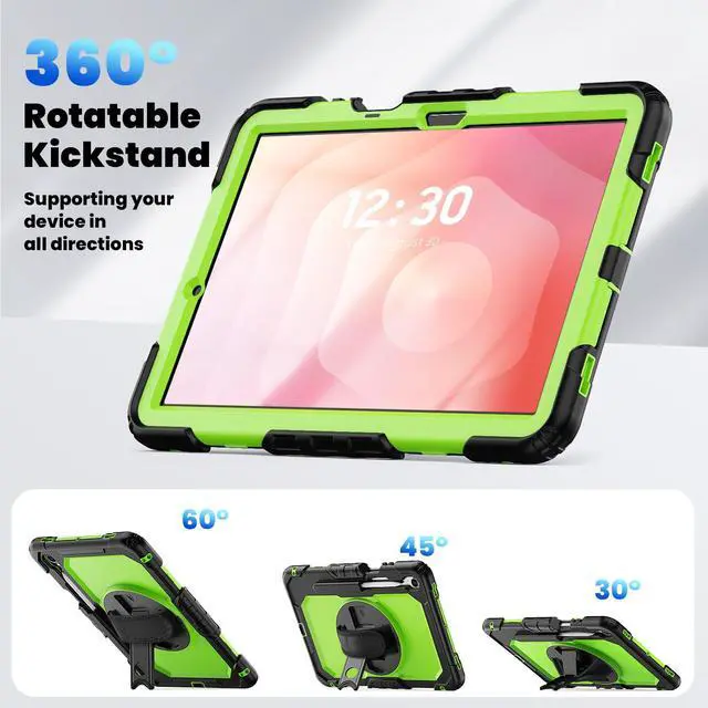 Alt view image 3 of 7 - WERLEO Case for Samsung Galaxy Tab S11 11 inch 2025 SM-X730/X736B/X736E/X736U Protective Cover with Screen Protector, Pencil Holder, 360 Rotating Stand, Hand Strap, Shoulder Strap Green
