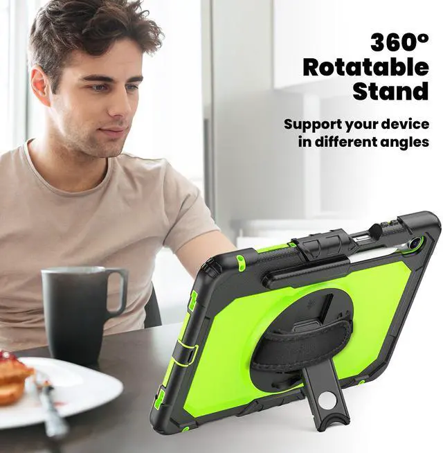 Alt view image 7 of 7 - WERLEO Case for Samsung Galaxy Tab S11 11 inch 2025 SM-X730/X736B/X736E/X736U Protective Cover with Screen Protector, Pencil Holder, 360 Rotating Stand, Hand Strap, Shoulder Strap Green