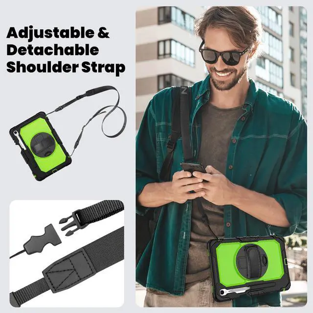 Alt view image 6 of 7 - WERLEO Case for Samsung Galaxy Tab S11 11 inch 2025 SM-X730/X736B/X736E/X736U Protective Cover with Screen Protector, Pencil Holder, 360 Rotating Stand, Hand Strap, Shoulder Strap Green
