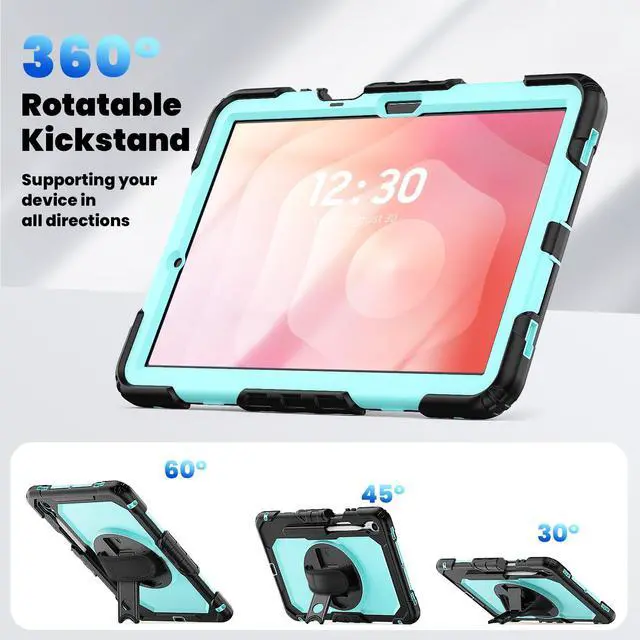 Alt view image 3 of 7 - WERLEO Case for Samsung Galaxy Tab S11 11 inch 2025 SM-X730/X736B/X736E/X736U Protective Cover with Screen Protector, Pencil Holder, 360 Rotating Stand, Hand Strap, Shoulder Strap Light Blue