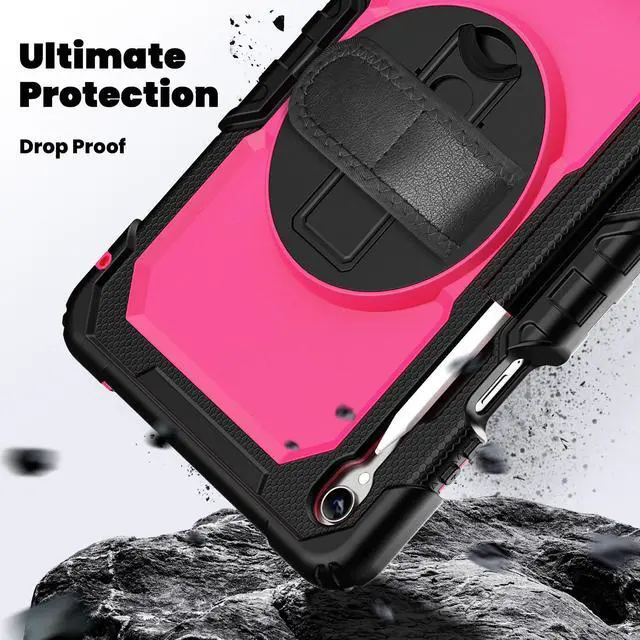 Alt view image 2 of 7 - WERLEO Case for Samsung Galaxy Tab S11 11 inch 2025 SM-X730/X736B/X736E/X736U Protective Cover with Screen Protector, Pencil Holder, 360 Rotating Stand, Hand Strap, Shoulder Strap Rose Red