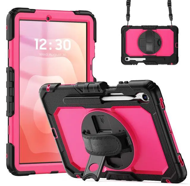Main image of WERLEO Case for Samsung Galaxy Tab S11 11 inch 2025 SM-X730/X736B/X736E/X736U Protective Cover with Screen Protector, Pencil Holder, 360 Rotating Stand, Hand Strap, Shoulder Strap Rose Red