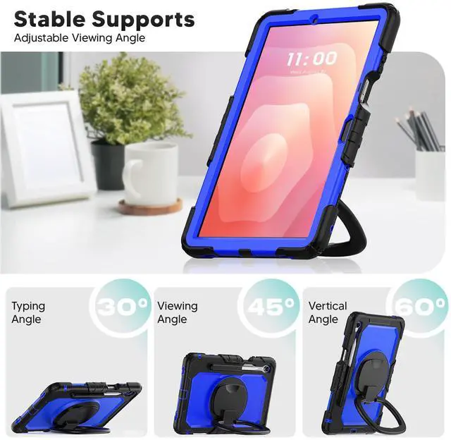 Alt view image 4 of 7 - WERLEO Protective Case for Samsung Galaxy Tab S11 11 inch 2025 SM-X730/X736B/X736E/X736U Protective Cover with Pencil Holder, 360 Rotating Stand, Hand Strap, Shoulder Strap, Support S-Pen Charging
