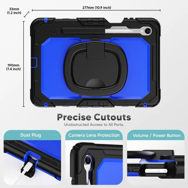 Alt view image 5 of 7 - WERLEO Protective Case for Samsung Galaxy Tab S11 11 inch 2025 SM-X730/X736B/X736E/X736U Protective Cover with Pencil Holder, 360 Rotating Stand, Hand Strap, Shoulder Strap, Support S-Pen Charging