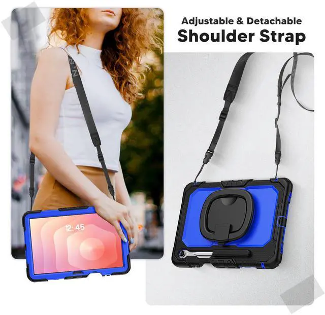 Alt view image 7 of 7 - WERLEO Protective Case for Samsung Galaxy Tab S11 11 inch 2025 SM-X730/X736B/X736E/X736U Protective Cover with Pencil Holder, 360 Rotating Stand, Hand Strap, Shoulder Strap, Support S-Pen Charging