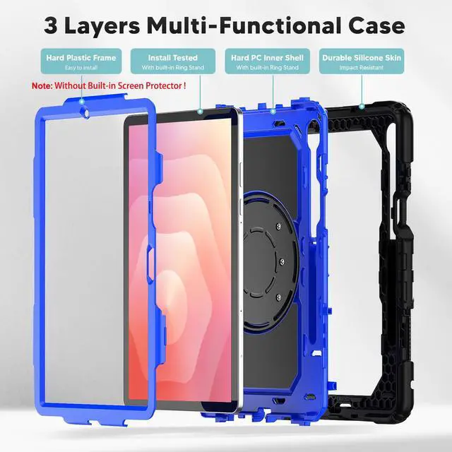 Alt view image 6 of 7 - WERLEO Protective Case for Samsung Galaxy Tab S11 11 inch 2025 SM-X730/X736B/X736E/X736U Protective Cover with Pencil Holder, 360 Rotating Stand, Hand Strap, Shoulder Strap, Support S-Pen Charging