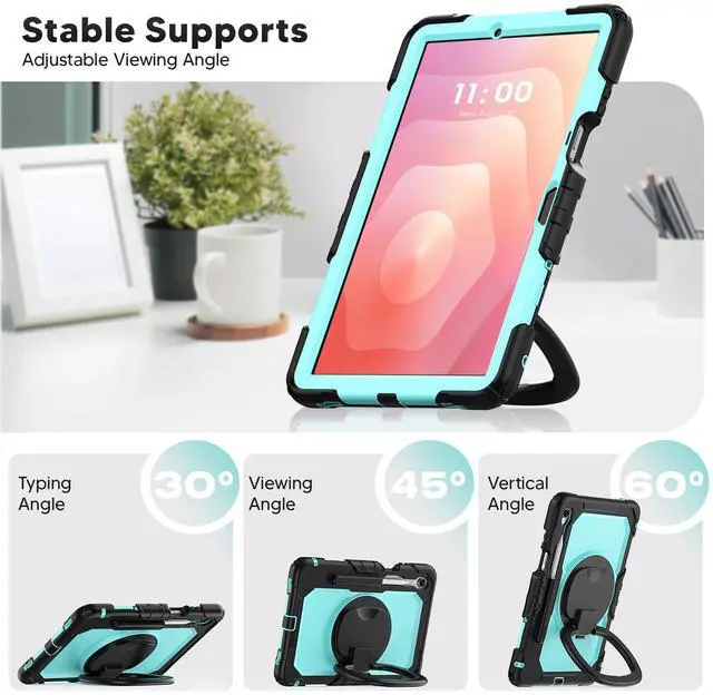 Alt view image 4 of 7 - WERLEO Protective Case for Samsung Galaxy Tab S11 11 inch 2025 SM-X730/X736B/X736E/X736U Protective Cover with Pencil Holder, 360 Rotating Stand, Hand Strap, Shoulder Strap, Support S-Pen Charging