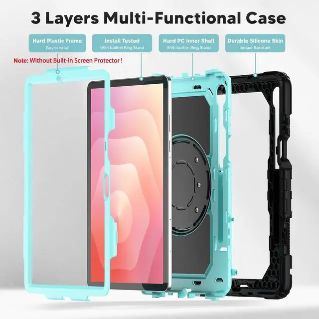 Alt view image 6 of 7 - WERLEO Protective Case for Samsung Galaxy Tab S11 11 inch 2025 SM-X730/X736B/X736E/X736U Protective Cover with Pencil Holder, 360 Rotating Stand, Hand Strap, Shoulder Strap, Support S-Pen Charging