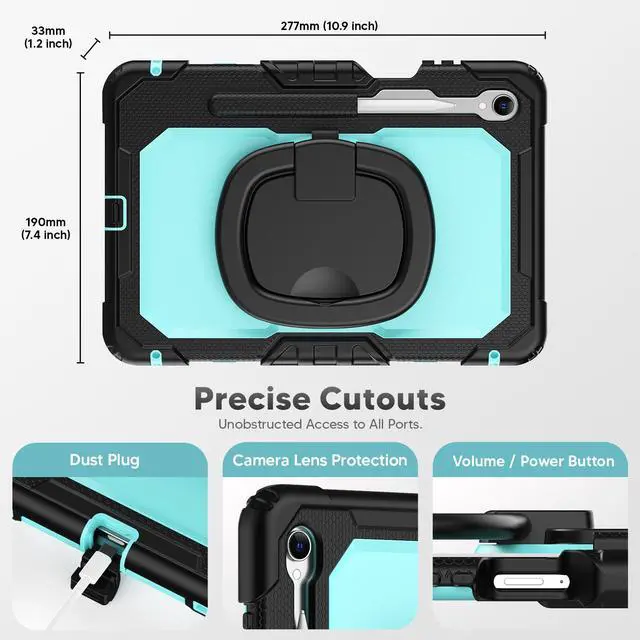 Alt view image 5 of 7 - WERLEO Protective Case for Samsung Galaxy Tab S11 11 inch 2025 SM-X730/X736B/X736E/X736U Protective Cover with Pencil Holder, 360 Rotating Stand, Hand Strap, Shoulder Strap, Support S-Pen Charging