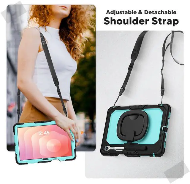 Alt view image 7 of 7 - WERLEO Protective Case for Samsung Galaxy Tab S11 11 inch 2025 SM-X730/X736B/X736E/X736U Protective Cover with Pencil Holder, 360 Rotating Stand, Hand Strap, Shoulder Strap, Support S-Pen Charging